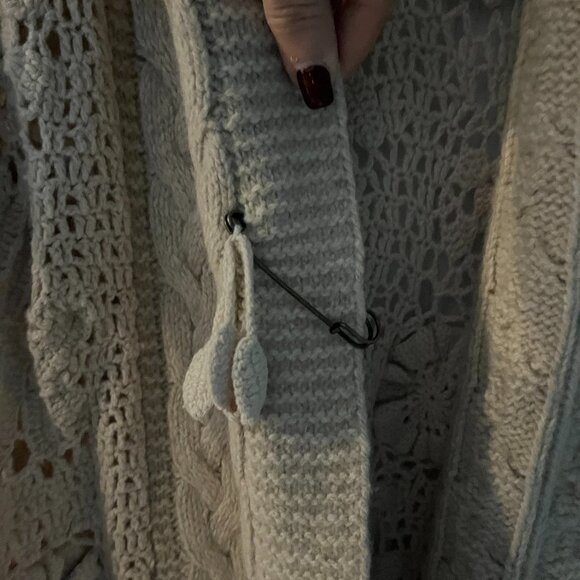 Anthropologie Angel Of The North Crocheted Wool Cardigan. Large. Like New - Picture 5 of 8